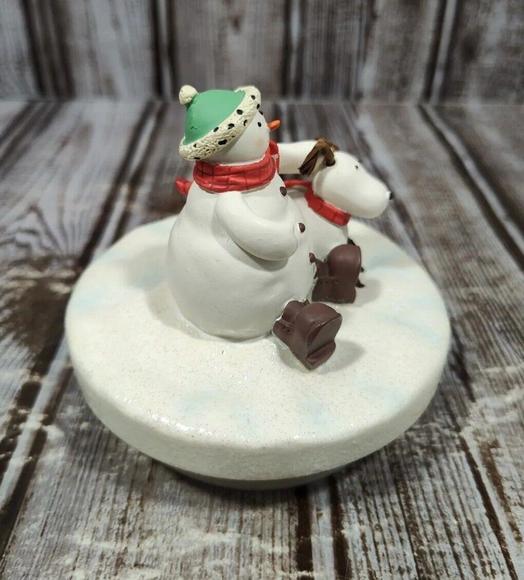 Hallmark Snowman With Dog Candle Jar Topper 2.75h X 2.9w - Picture 4 of 5